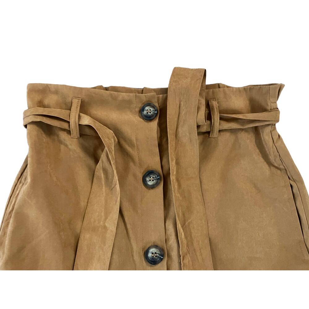Mi Ami Women's Brown High Waisted Belted Button-Front Mini Skirt | Size M - Picture 3 of 10